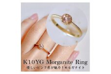 【サイズ：15号】【ジュエリー】K10 イエローゴールド モルガナイト 一粒石 シンプル リング 指輪 保証書付　NR-1838 
