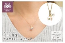 〈 甲府ジュエリー 〉K18YG　アコヤ真珠　ダイヤモンド　ネックレス（#103：01112478）