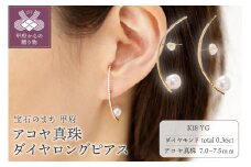 〈 甲府ジュエリー 〉【K18】7.0-7.5mm アコヤ真珠ダイヤロングピアス/K18LEP0155