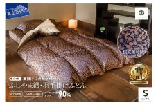 【ふじやま織・ホテル仕様】プレミアム羽毛掛けふとん3点セット 信玄葡萄柄 (シングル)