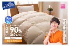 洗える羽毛合い掛けふとん3点セット(セミダブル)【抗菌・除菌・ウイルス除去カバー付き】合い掛け 寝具 ふとん 洗える ピローケース カバー 山梨 富士吉田