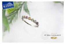 マルチカラーリング プラチナ 指輪 リング ジュエリー 7石 7色 宝石 PT ジュエリーリング プラチナリング 指輪アクセサリー 品質保証書付  KT-1076
