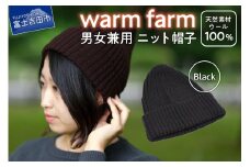 ニット帽 光吸収発熱ウール「 ウォームファーム ニット帽子 」ブラック  ニットキャップ 無地 秋 冬 レディース メンズ
