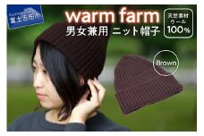 ニット帽 光吸収発熱ウール「 ウォームファーム ニット帽子 」ブラウン ニットキャップ 無地 秋 冬 レディース メンズ