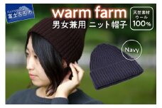 ニット帽 光吸収発熱ウール「 ウォームファーム ニット帽子 」ネイビー ニットキャップ 無地 秋 冬 レディース メンズ