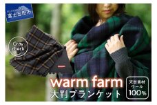 光吸収発熱ウール「ウォームファーム　大判ブランケット」グレーチェック