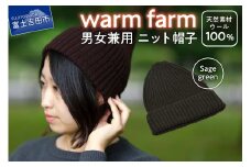 ニット帽 光吸収発熱ウール「 ウォームファーム ニット帽子 」セージグリーン ニットキャップ 無地 秋 冬 レディース メンズ