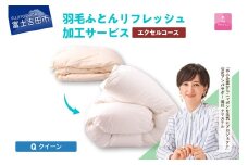 【甲州羽毛ふとん】羽毛リフレッシュサービス・エクセルコース（クイーンサイズ）　羽毛布団 リフォーム  布団洗浄 クリーニング 仕立て直し 打ち直し リフレッシュサービス 山梨 富士吉田