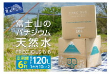 【6か月お届け】富士山のバナジウム天然水 Frecious BIB 20L(10L×2パック) 防災 備蓄 保存 防災グッズ ストック 山梨 富士吉田