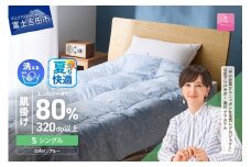 【甲州羽毛肌掛けふとん】ジャブジャブ洗える羽毛肌掛けふとん シングル（ブルー）