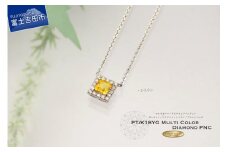スクエアカットマルチカラーダイヤモンドペンダント PT MJ1110 ペンダント ダイヤモンド ジュエリー ネックレス ダイヤ 品質保証書付き 山梨 富士吉田