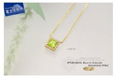 スクエアカットマルチカラーダイヤモンドペンダント K18YG MJ1113 ペンダント ダイヤモンド ジュエリー ネックレス ダイヤ 品質保証書付き 山梨 富士吉田