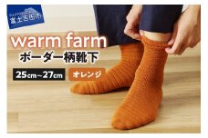 光吸収発熱ウール「ウォームファーム ボーダー柄靴下」（オレンジ）