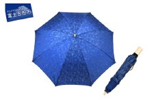 花ジャガード（晴雨兼用折りたたみ傘）ブルー 雨傘 日傘 晴雨兼用 折りたたみ かさ ギフト 山梨 富士吉田