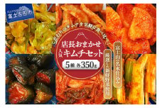 季節のおすすめ・おまかせキムチ 5種類詰め合わせ (350g×5種類)  キムチ 食べ比べ 富士山の名水仕込み 厳選野菜 手造り 漬物 セット 山梨 富士吉田