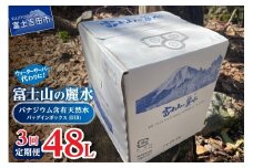 【3か月お届け】富士山の麗水定期便 ８L×２箱  天然水 富士山 定期便 水 ミネラルウォーター 防災 備蓄 ストック 保存 防災グッズ 山梨 富士吉田