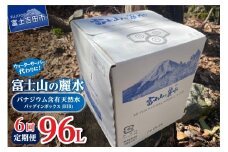 【6か月お届け】富士山の麗水定期便 ８L×２箱  天然水 富士山 定期便 水 ミネラルウォーター 防災 備蓄 ストック 保存 防災グッズ 山梨 富士吉田