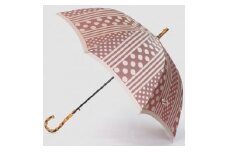 【槙田商店】晴雨兼用長傘 Kirie　ドットとストライプ　アンティークボルドー 傘 かさ 雨具 高級 晴雨 兼用 UV 日焼け ギフト ファッション  日傘 プレゼント 化粧箱 老舗