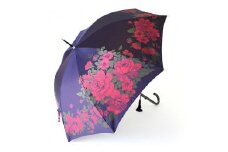 【槙田商店】晴雨兼用長傘　絵おり　大バラ　ネイビー 傘 かさ 雨具 高級 晴雨 兼用 UV 日焼け ギフト ファッション  日傘 プレゼント 化粧箱 老舗