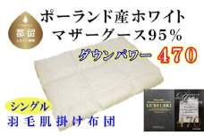 【ポーランド産マザーグース９５％】羽毛肌布団シングル１５０×２１０ｃｍ【ダウンパワー４７０】 かけ布団  羽毛 肌掛け布団 