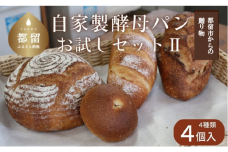 自家製酵母パンお試しセットⅡ（４種類４個）【パン工房 稔】｜天然酵母 食パン パン 菓子パン 詰合せ 詰め合わせ セット ギフト 無添加 お試し