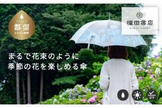 【槙田商店】晴雨兼用長傘　絵おり　紫陽花　ベージュ 日傘 UV プレゼント 化粧箱 ギフト 老舗
