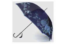 【槙田商店】晴雨兼用長傘　絵おり　バラとぶどう　ネイビー 日傘 UV プレゼント 化粧箱 ギフト 老舗
