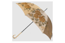 【槙田商店】晴雨兼用長傘　絵おり　バラとぶどう　ベージュ 日傘 UV プレゼント 化粧箱 ギフト 老舗