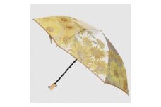 【槙田商店】晴雨兼用折りたたみ傘　絵おり　向日葵　ベージュ 日傘 UV プレゼント 化粧箱 ギフト 老舗