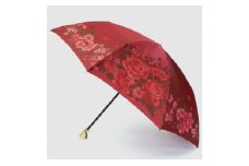 【槙田商店】晴雨兼用折りたたみ傘　絵おり　大ばら　レッド 日傘 UV プレゼント 化粧箱 ギフト 老舗