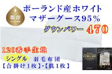 羽毛合い掛け 肌布団2枚組ポーランド産マザーグース95%シングル150×210cmダウンパワー470