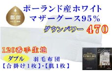 羽毛合い掛け 肌布団2枚組ポーランド産マザーグース95%ダブル190×210cmダウンパワー470