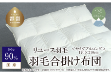 【合掛け】羽毛布団　ダウン90％　170×210cm（セミダブル）リユース羽毛　国産