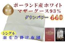 【合掛け布団】ポーランド産マザーグース93％ 羽毛合掛け布団（シングル：150cm×210cm）（ダウンパワー440）【サカキュー】｜羽毛布団 羽毛ふとん 羽毛掛けふとん 合い掛け布団 合い掛けふとん
