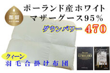 羽毛合い掛け布団ポーランド産マザーグース９５％ 合掛け クィーン220×210cm dp470