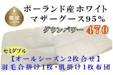 羽毛合い掛け・ 肌布団2枚組ポーランド産マザーグース９５％ 合掛け セミダブル170×210cm dp470