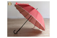 【小宮商店】甲州織「かさね」雨晴兼用長傘（コーラルレッド／アイボリー）【高島屋選定品】｜甲州織 甲州織傘 晴雨兼用傘 ＵＶカット加工 撥水加工 耐水加工 レディース