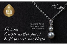 淡水パール&0.01ct ダイヤモンドネックレス（RP-MN-0494）【リズプラス】｜ ダイヤ ダイヤモンド パール 真珠 プラチナ ネックレス ペンダント ジュエリー アクセサリー ギフト プレゼント 鑑別書付 保証書付
