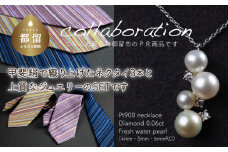 ご夫婦セット（ネクタイ3本&ジュエリー） 甲州織物ネクタイ（3set-N2） &  淡水パール&0.06ct ダイヤモンドネックレス（RP-MN-0184）【リズプラス】