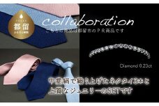 ご夫婦セット（ネクタイ3本&ジュエリー）甲州織物ネクタイ（3set-N3） & pt900 ダイヤモンドリング　0.23ct（RP_MR-891）【リズプラス】