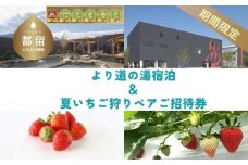 【期間限定】山梨泊まれる温泉「より道の湯」１泊朝食付 ペア宿泊券（和室又はツインルーム） ＆　夏いちご狩り ペアご招待券