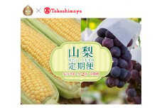 【2024年先行予約】【定期便】山梨県産 とうもろこしと種なしピオーネ食べ比べコース（計2回）【高島屋選定品】