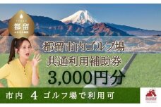 山梨県都留市内ゴルフ場共通利用券【3,000円分】｜山梨 富士山 ゴルフ golf 補助券 チケット ゴルフプレー券 ゴルフ場利用券