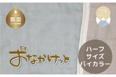 ハーフサイズ【HanzamCocoa】おなかけっと（６重ガーゼ）（100×140㎝）無地ブルー×グレー　ガーゼケット　お昼寝　おひるね　洗える
