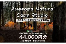 「オーサム・ネイチャー・キャンプ・スタジオ」プライベート貸切キャンプ利用券 44,000円分　キャンプ　撮影　貸し切り　森林　ウェディング　イベント