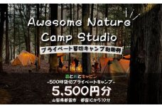 「オーサム・ネイチャー・キャンプ・スタジオ」プライベート貸切キャンプ利用券  5,500円分　キャンプ　撮影　貸し切り　森林　ウェディング　イベント