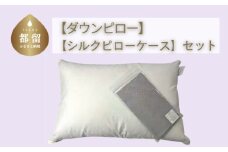 【シルクピロケースセット】【定番サイズ】ダウンピロー　羽毛枕（43cm×63cm）【甲州織】シルク ピロケース付き セット 絹 快眠 美髪 美容 プレゼント ギフト ご褒美