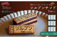 ツルブンサンド9個入(チョコレート菓子)｜	都留文科大学 コラボ ミルクチョコレート ガナッシュ チョコレート ナッツ サクサク クッキー クッキーサンド シンボルマーク