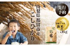 【令和７年産新米・予約】山梨県都留市産こしひかり[5kg]　　おコメ 米 こめ 新米 先行予約 こしひかり