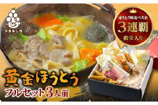 ＜ほうとう味比べ大会3連覇・殿堂入り＞黄金ほうとうフルセット3人前(ほうとう蔵 歩成)【1084713】